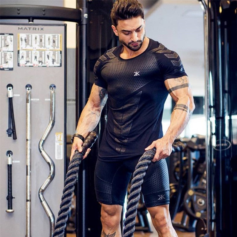 Polera KAIERKANG® Ajustada para hombre Fitness y Gym