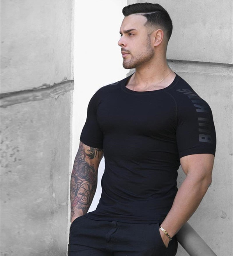 Polera KAIERKANG® Ajustada para hombre Fitness y Gym