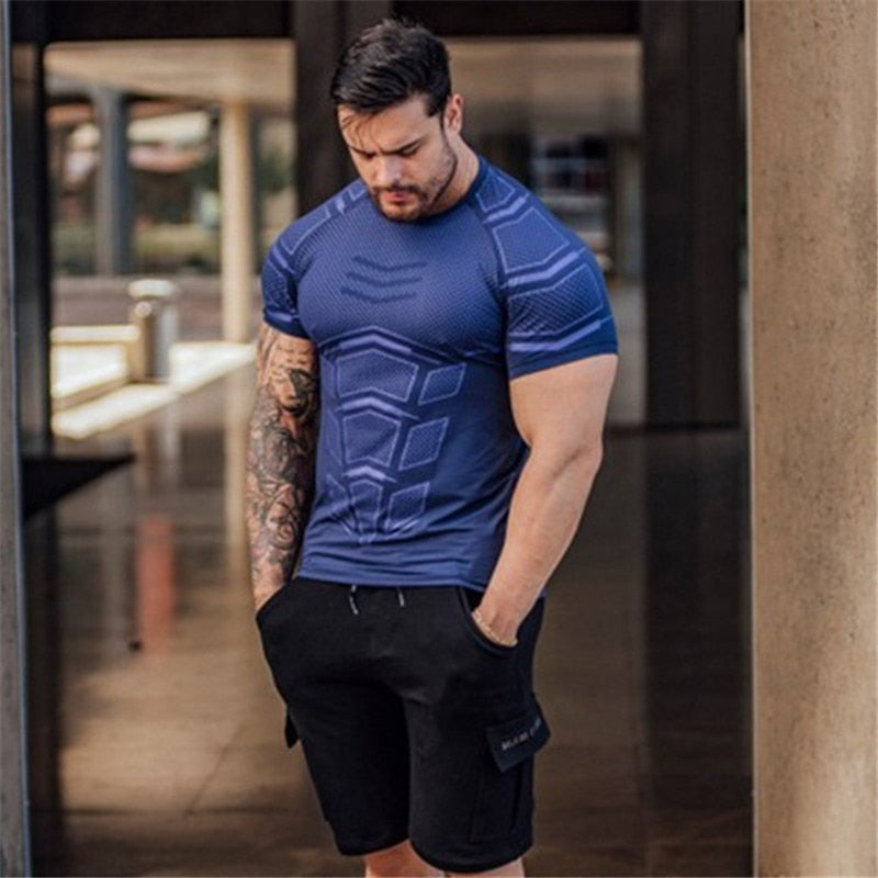 Polera KAIERKANG® Ajustada para hombre Fitness y Gym