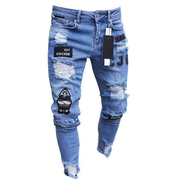 Jeans rasgados pitillo hombre 2021