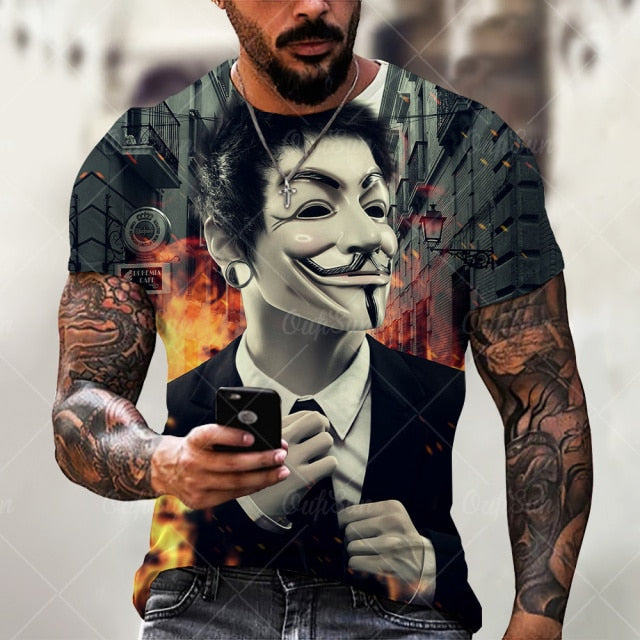 Poleras Stampex™ Guasón, Anonymous, estampado V1 3D MODA 2021-2022