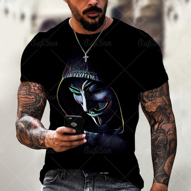 Poleras Stampex™ Guasón, Anonymous, estampado V1 3D MODA 2021-2022