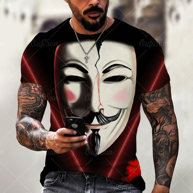 Poleras Stampex™ Guasón, Anonymous, estampado V2 3D MODA 2021-2022