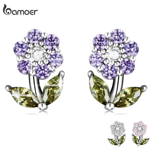 Aros de flor plata genuina