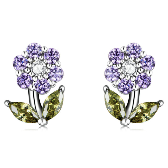 Aros de flor plata genuina